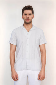 VELVARDE DELİKLİ DÜĞMELİ TSHIRT GRİ